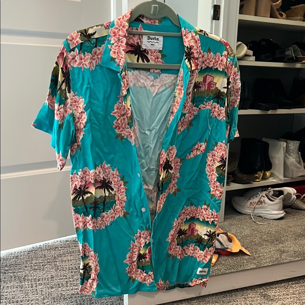 Men's Tropical Blue Shirt by Duvin
